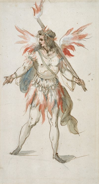 Fackelbärare: en eldig ande (akvarell på papper) av Inigo Jones