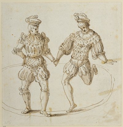 Walesiska dansare (penna och bläck på papper) av Inigo Jones