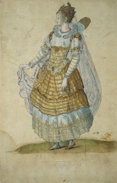 Bevingad mask (akvarell på papper) av Inigo Jones