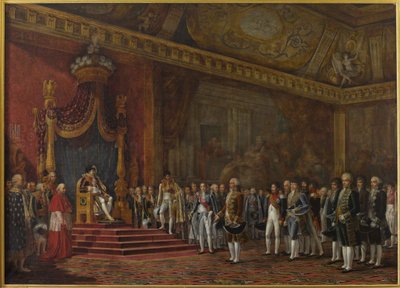 Deputation från den romerska senaten presenterade sin hyllning till Napoleon I den 16 november 1809, 1810. av Innocent Louis Goubaud