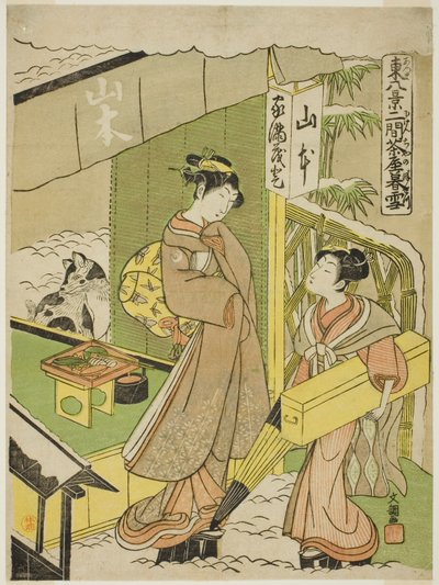 Nikenjaya no Bosetsu, från Teseries "Azuma Hakkei" av Ippitsusai Bunchō