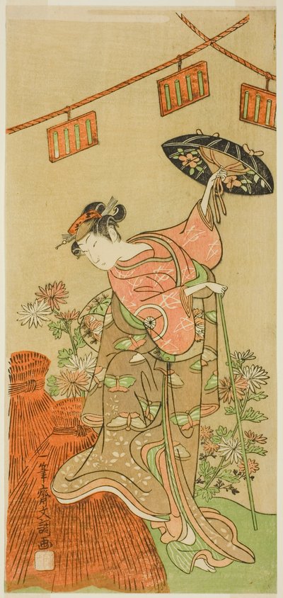 The Actor Iwai Hanshiro IV as Otatsu-gitsune in the Play Nue no Mori Ichiyo no Mato, Performed at the Nakamura Theater in the Eleventh Month, 1770 av Ippitsusai Bunchō