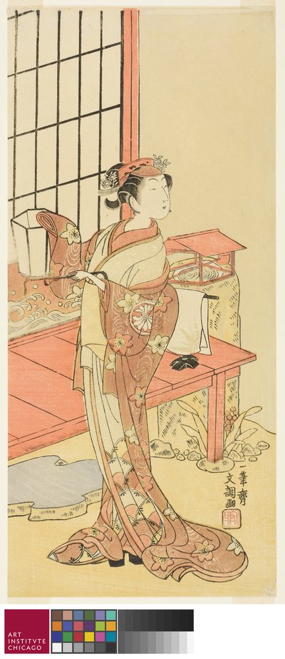 Tee c and r Segawa Kiku no Onna Bra, möjligen en s P Hayashi s Ayaori-medlem Te Py Nu i full gång Genji Suehiro av Ippitsusai Bunchō