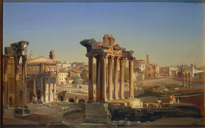 Italien, Rom, utsikt över Forum Romanum med Saturnus tempel av Ippolito Caffi av Ippolito Caffi