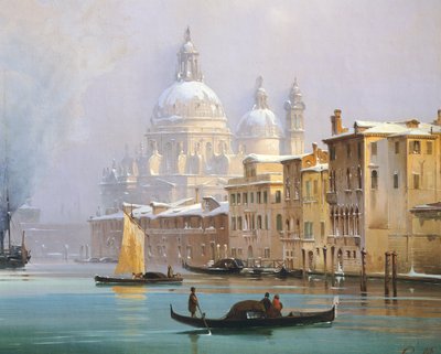 Venedig täckt av snö, av Ippolito Caffi, olja på duk av Ippolito Caffi