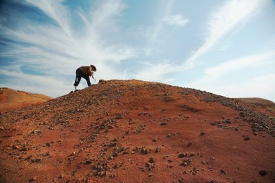 Scener vid Wu Cai Wan i Gobiöknen, Xinjiang, västra Kina, 2007 (foto) av Ira Block