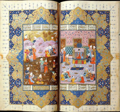 Shah Luhrasps Ascension to the Throne Manuskriptbelysning från det episka Shahname av Ferdowsi av Iranian Master