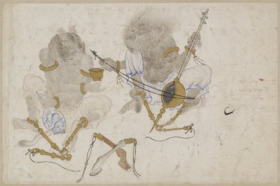 Två demoner, fjättrade, 1400-tal av Iranian Master