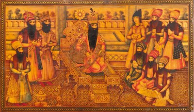 Detalj av en Qajar-kista av Iranian School