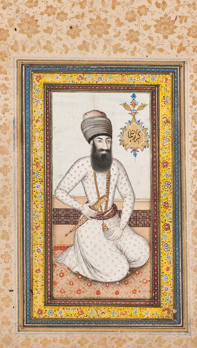 Porträtt av Karim Khan Zand, en av ett par med Nadir Shah, Qajar Iran av Iranian School