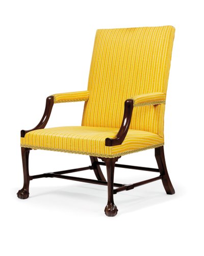 George II fåtölj, ca 1750 (mahogny och bomull) (par till 1265760) av Irish School