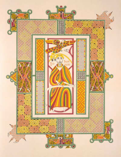 Saint John the Evangelist, från en faksimilkopia av Evangelierna från Mac Regol, publicerad av Day & Son av Irish School