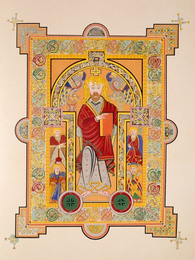 Saint Matthew, från en faksimilkopia av Book of Kells, pub. av Day & Son av Irish School