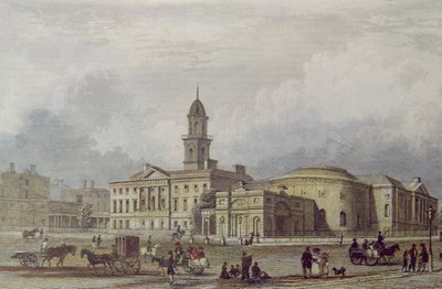 Rotunda Hospital, Dublin (färglitografi) av Irish School
