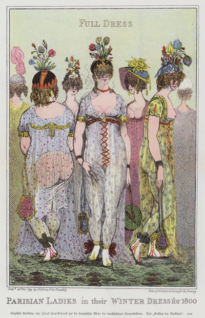 Parisiska damer i vinterklädsel för 1800-talet av Isaac (after) Cruikshank