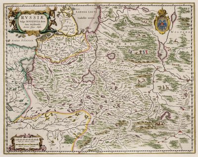 Karta över västra Ryssland Från: Norra och östra delarna, 1664 av Isaac Abrahamsz. Massa