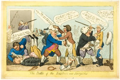 Slaget mellan barberare och kirurger av Isaac Cruikshank