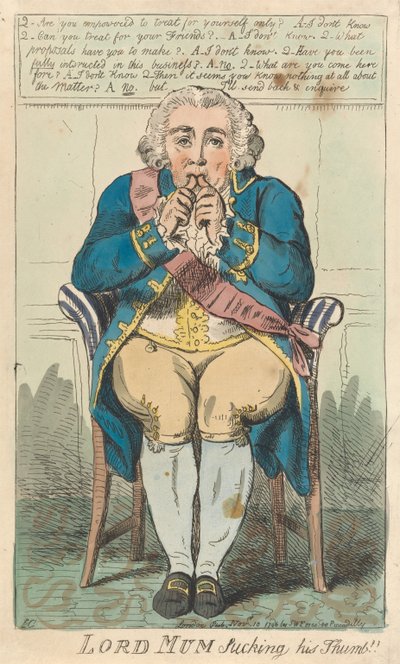 Lord Mum, der an seinem Daumen lutscht av Isaac Cruikshank
