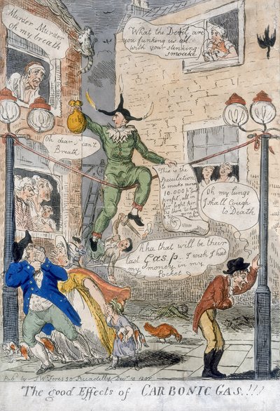 The Good Effects of Carbonic Gas!, 1807 (handfärgad gravyr) av Isaac Cruikshank