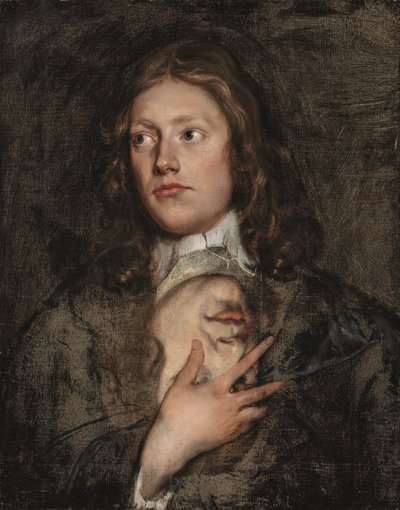 Porträtt av en gentleman, bystlängd, med ytterligare ett porträtt under (olja på duk) av Isaac Fuller