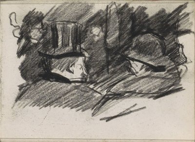Man och kvinna med hatt, sedd bakifrån av Isaac Israels