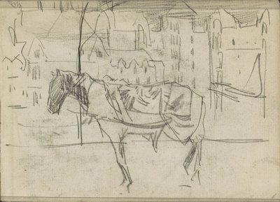 Stadsbild med häst av Isaac Israels