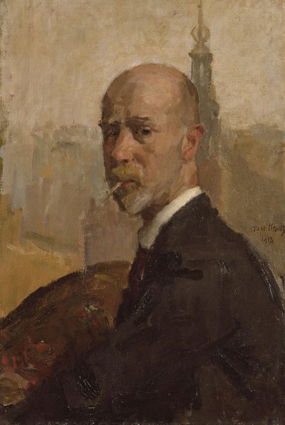 Självporträtt med Mynttornet av Isaac Israels
