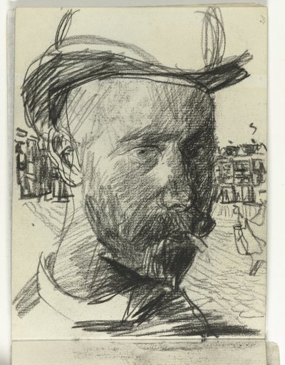 Självporträtt av Isaac Israels, rökande av Isaac Israels