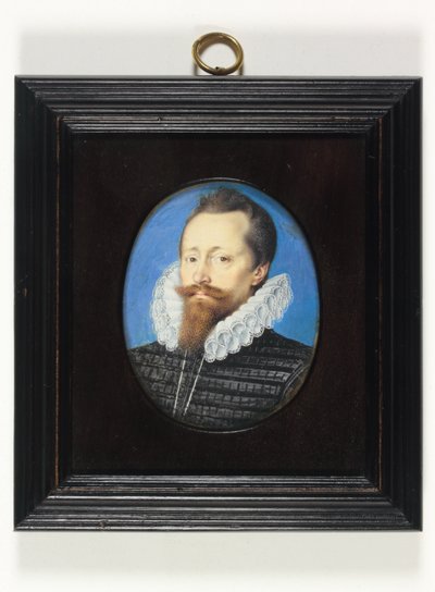 En gentleman, kanske Edward Cecil, Viscount Wimbledon (akvarell på veläng) av Isaac Oliver