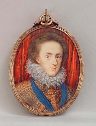 Porträtt av Henry, Prince of Wales (1594-1612) c.1610 (wc på veläng) av Isaac Oliver
