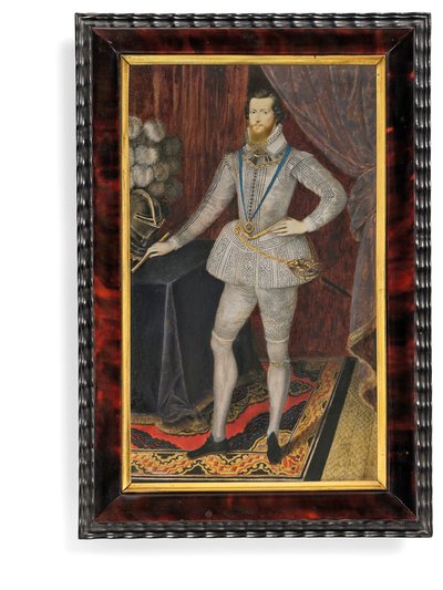 Robert Devereux, 2nd Earl of Essex (vellum med sköldpaddsram och guldfäste) av Isaac Oliver