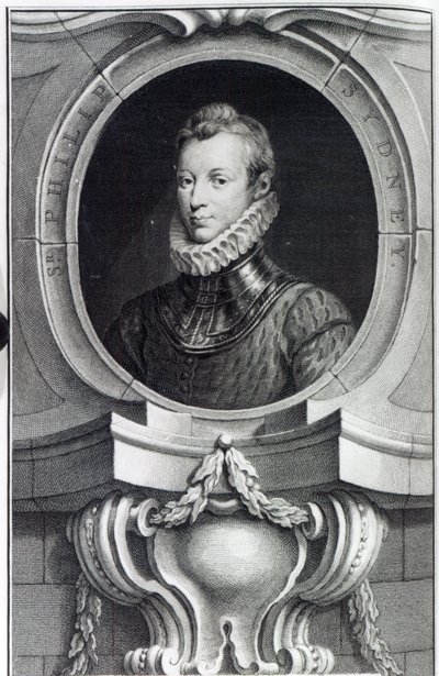 Sir Philip Sidney, graverad av Jacobus Houbraken, 1743 av Isaac Oliver