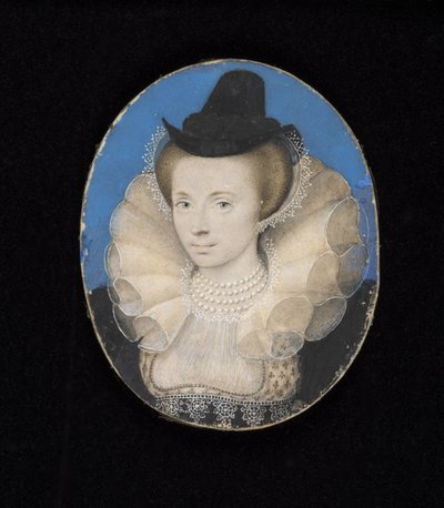 Okänd dam, ca 1595-1600 (akvarell på veläng på kort) av Isaac Oliver