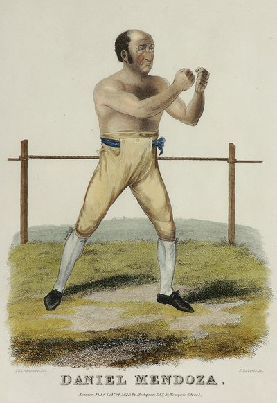 Daniel Mendoza, graverad av P. Roberts, publicerad 1822 (färgad gravyr) av Isaac Robert (after) Cruikshank