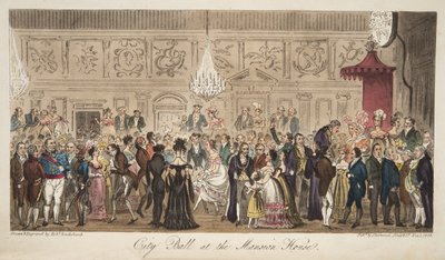 Stadsbal på Mansion House, från The English Spy, pub. 1824 (handfärgad gravyr) av Isaac Robert Cruikshank