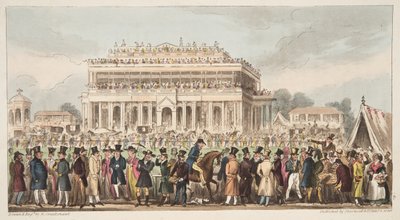 Doncaster Race Course under Great St. Leger Race, 1824, från The English Spy, pub. 1824 (handfärgad gravyr) av Isaac Robert Cruikshank