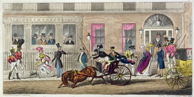 Exteriör av Fishmongers Hall, a Regular Break Down, 1824 (akvatint) av Isaac Robert Cruikshank
