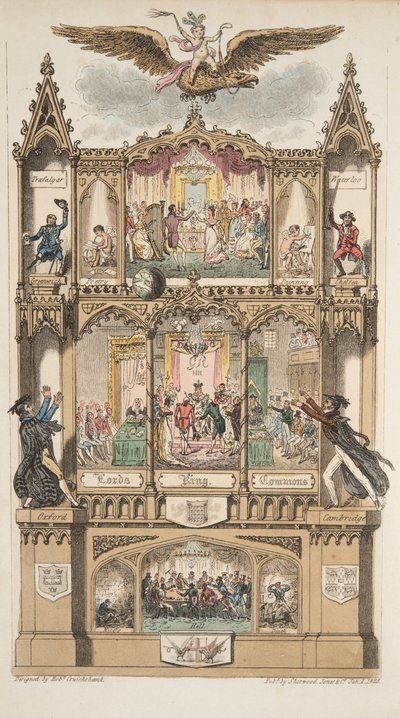 Frontispice, från The English Spy, pub. 1824 (handfärgad gravyr) av Isaac Robert Cruikshank