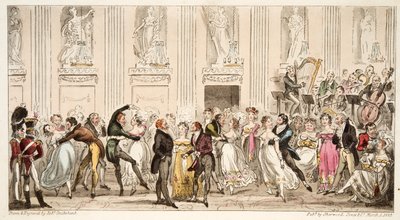 The Cyprians Ball at the Argyle Rooms, från The English Spy, pub. 1824 (handfärgad gravyr) av Isaac Robert Cruikshank