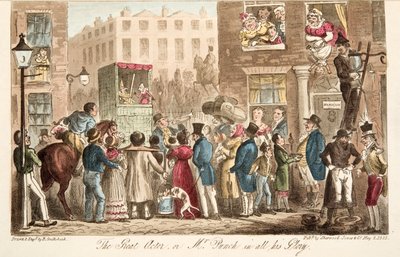 The Great Actor, eller Mr Punch in all his Glory, från The English Spy, pub. 1824 (handfärgad gravyr) av Isaac Robert Cruikshank