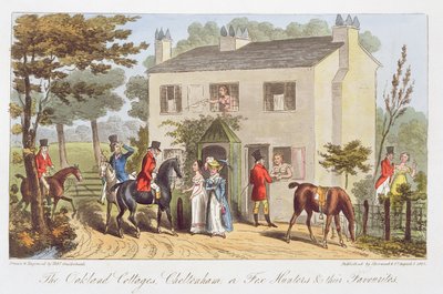 Oakland Cottages, Cheltenham eller Fox Hunters and their Favourites, från "The English Spy", av Charles Westmacott, publicerad 1825 av Isaac Robert Cruikshank
