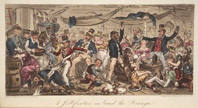 The Return to Port, från The English Spy, pub. 1824 (handfärgad gravyr) av Isaac Robert Cruikshank