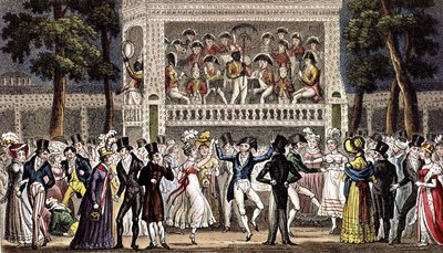En bal på Vauxhall Garden i London ca. 1830, gravyr av Isaac Robert & George (1792 1878) Cruikshank
