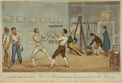 Självförsvarskonst (färg litho) av Isaac Robert and George Cruikshank
