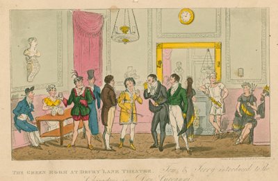 The Green Room på Drury Lane Theatre, London av Isaac, Robert and George Cruikshank