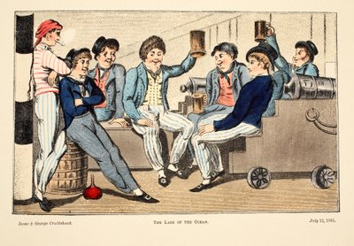 The Lads of the Ocean, 1805 (handfärgad gravyr) av Isaac, Robert and George Cruikshank