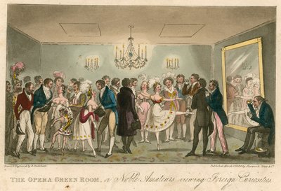 Operans gröna rum, eller Noble Amateurs viewing Foreign Curiosities (Ädla amatörer som tittar på utländska kuriositeter) av Isaac, Robert and George Cruikshank