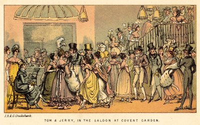 Tom och Jerry, i salongen på Covent Garden av Isaac, Robert and George Cruikshank