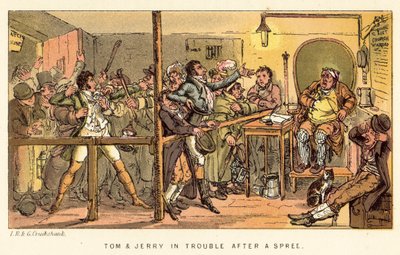 Tom och Jerry i trubbel efter en spree av Isaac, Robert and George Cruikshank
