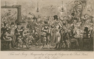 Tom och Jerry maskerar det bland cadgers i "bakre slummen" i det heliga landet av Isaac, Robert and George Cruikshank